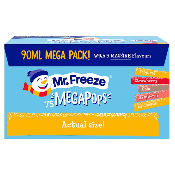 Mr Freeze Ice Pops 75 Pack (75 pops x 90ml) Assorted Flavours with Sweetener