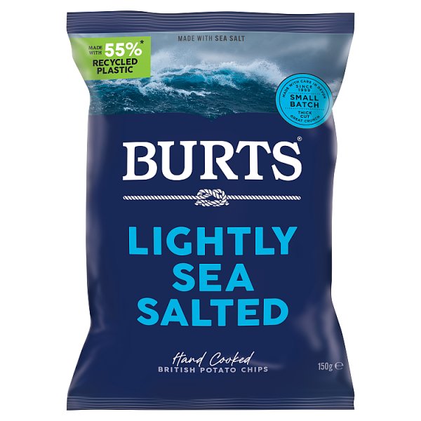 Burts Lightly Sea Salted Hand Cooked Crisps 150g (Pack of 10)