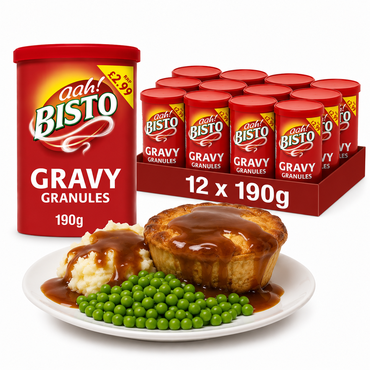 Bisto Gravy Granules 190g x12 Case Original Beef Gravy Catering Bulk Value Pack