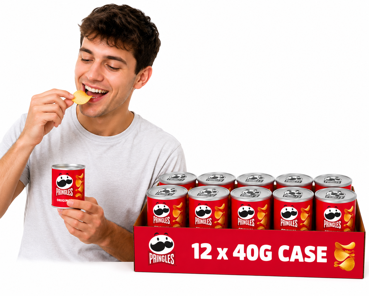 Pringles Original 40g Mini Crisps Case of 12 Snack Cans Potato Chips Multipack