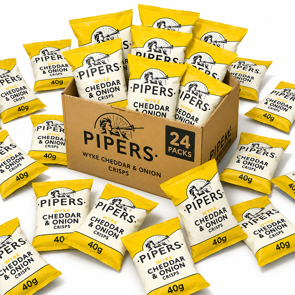 Pipers Wyke Cheddar & Onion Crisps 40g | Premium Gourmet Potato Crisps Snack