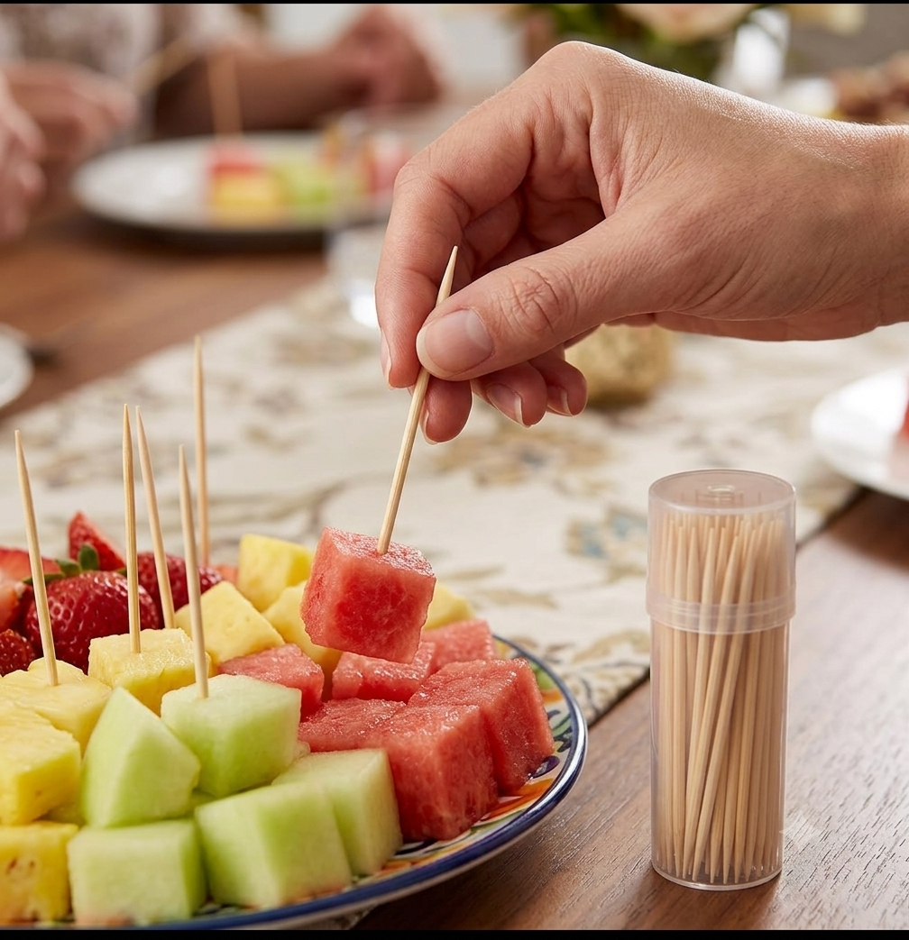 Natural Wooden Toothpicks Set – 360 Count (4 Dispenser Tubes)