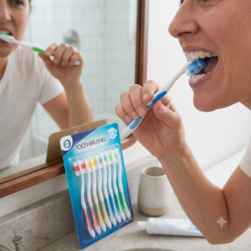 DID Adult Manual Toothbrushes with Soft Bristles & Comfort Grip – 8-Pack