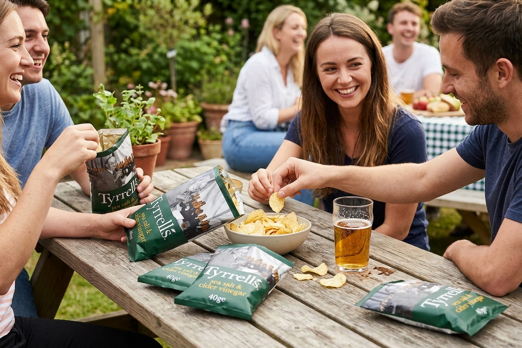 Tyrrells Mature Cheddar & Chive Crisps 40g x 24 Pack | Hand Cooked Premium Bulk