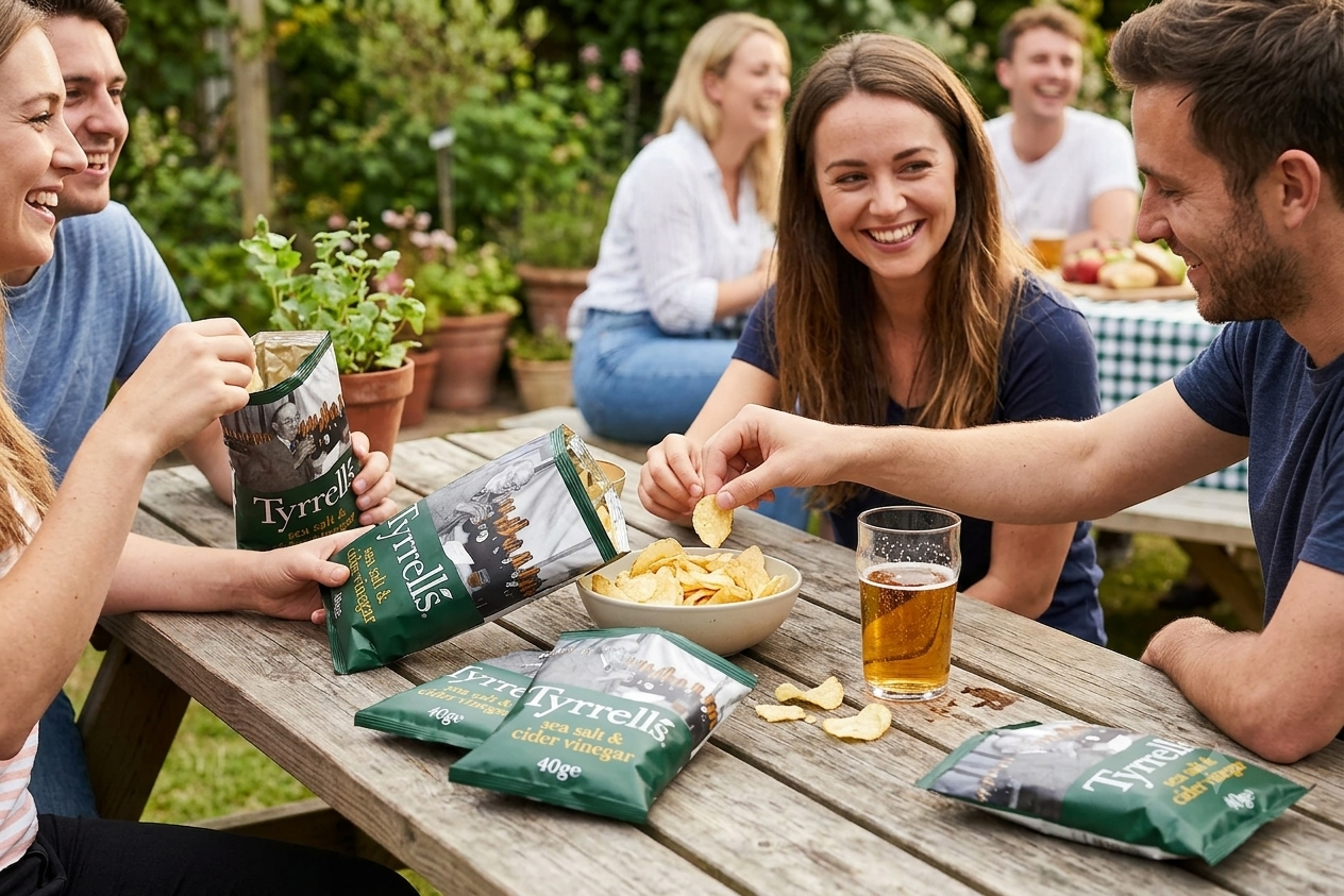 Tyrrells Mature Cheddar & Chive Crisps 40g x 24 Pack | Hand Cooked Premium Bulk