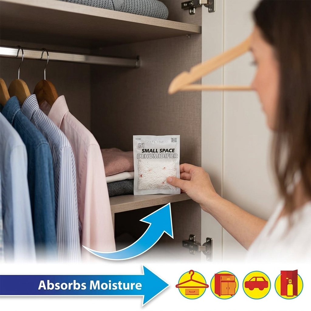 151 Small Space Dehumidifier Bags (2-Pack) – Moisture Absorber & Odor Eliminator for Wardrobes, Drawers, Cars, & Closets