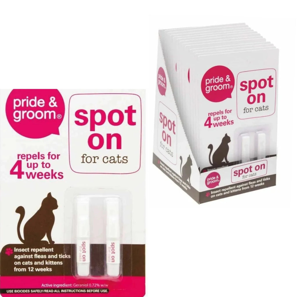 Pride & Groom Cat Flea & Tick Spot‑On Treatment – 4‑Week Protection