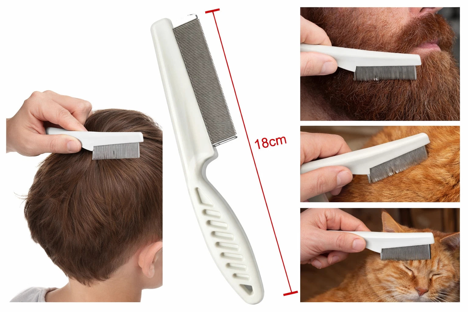Fine‑Toothed Metal Comb 18 cm – Precision Grooming Tool for Hair & Pets