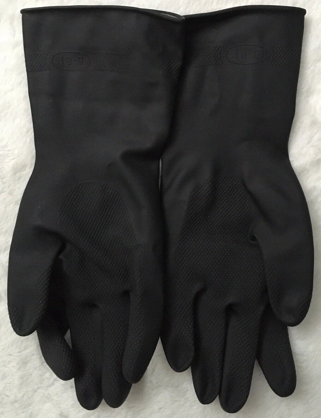 Heavy-Duty Textured Black Rubber Cleaning Gloves – Extended Long Cuff Reusable Gloves for Dishwashing, Janitorial, & Chemical Protection