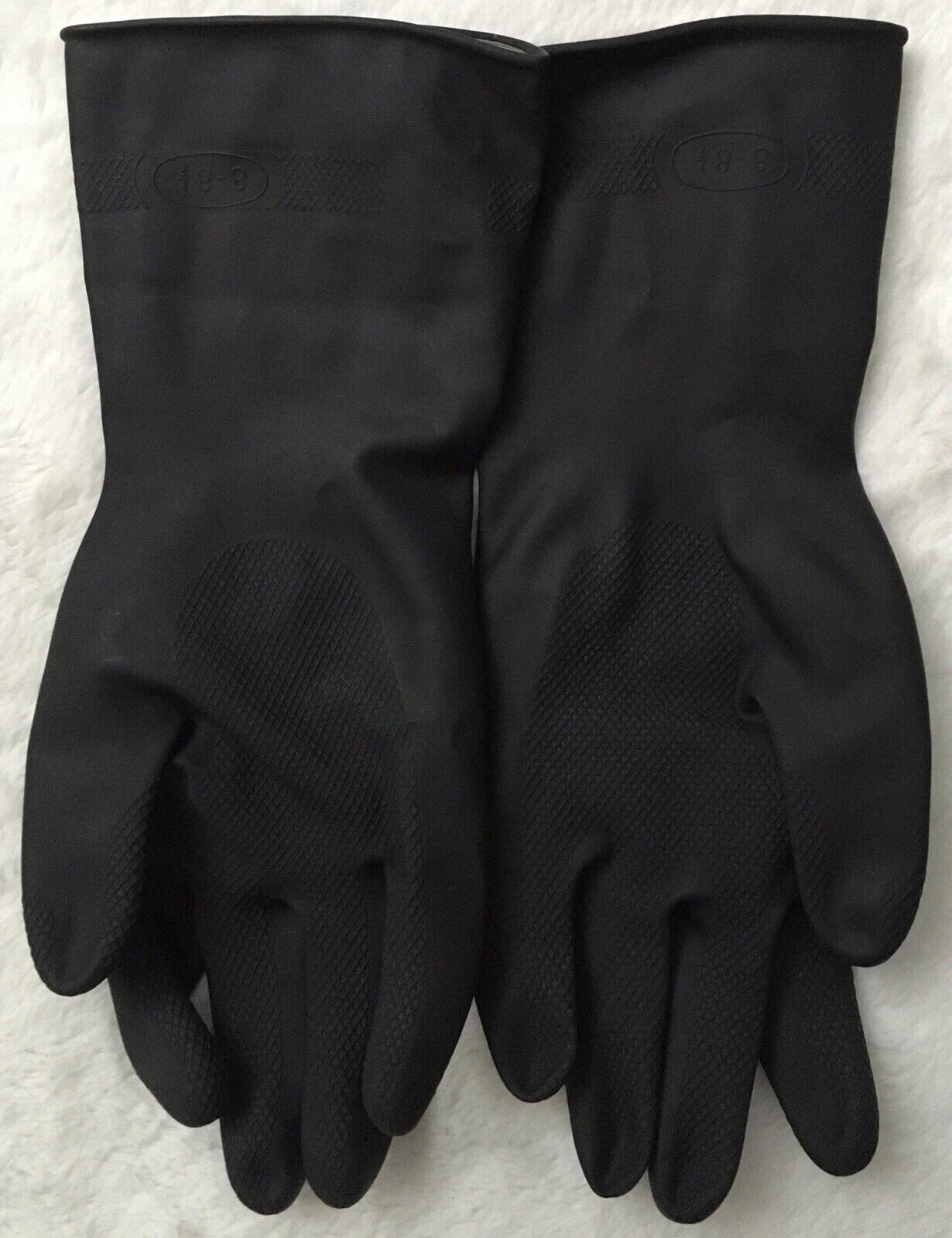 Heavy-Duty Textured Black Rubber Cleaning Gloves – Extended Long Cuff Reusable Gloves for Dishwashing, Janitorial, & Chemical Protection