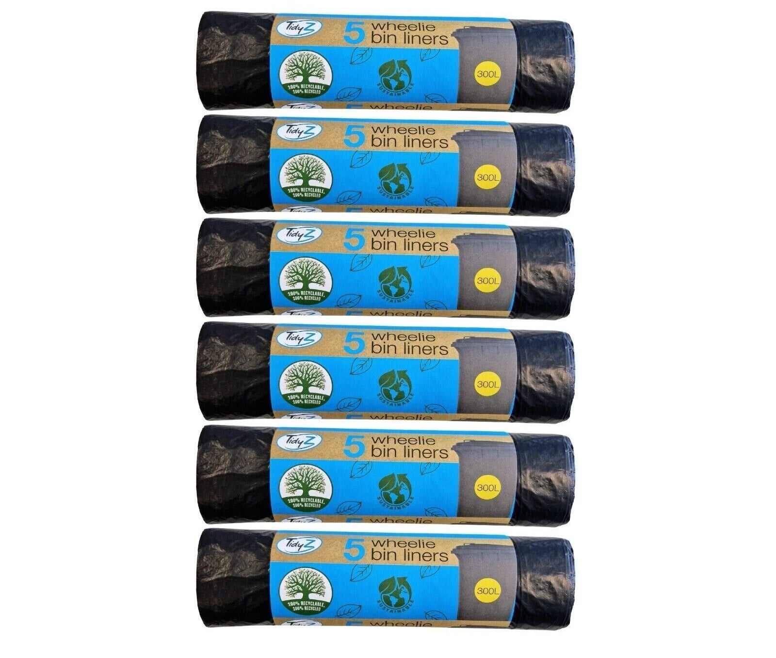 300L Wheelie Bin Liners (30 Pack) Refuse Sacks for Dustbins