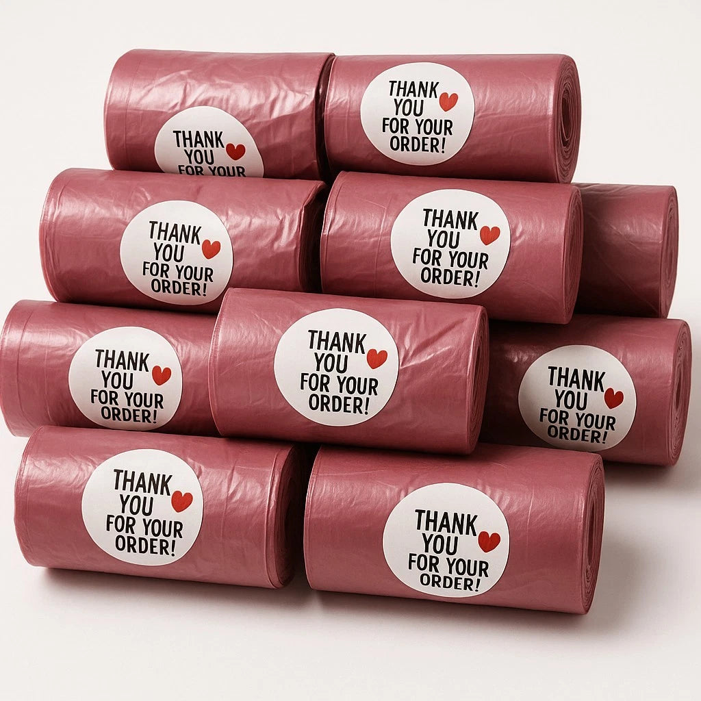 300 Pack Extra Large Dog Waste Bags – Special Edition Burgundy Red Heavy-Duty Pet Poop Bags with Tie Handles (38cm x 32cm)
