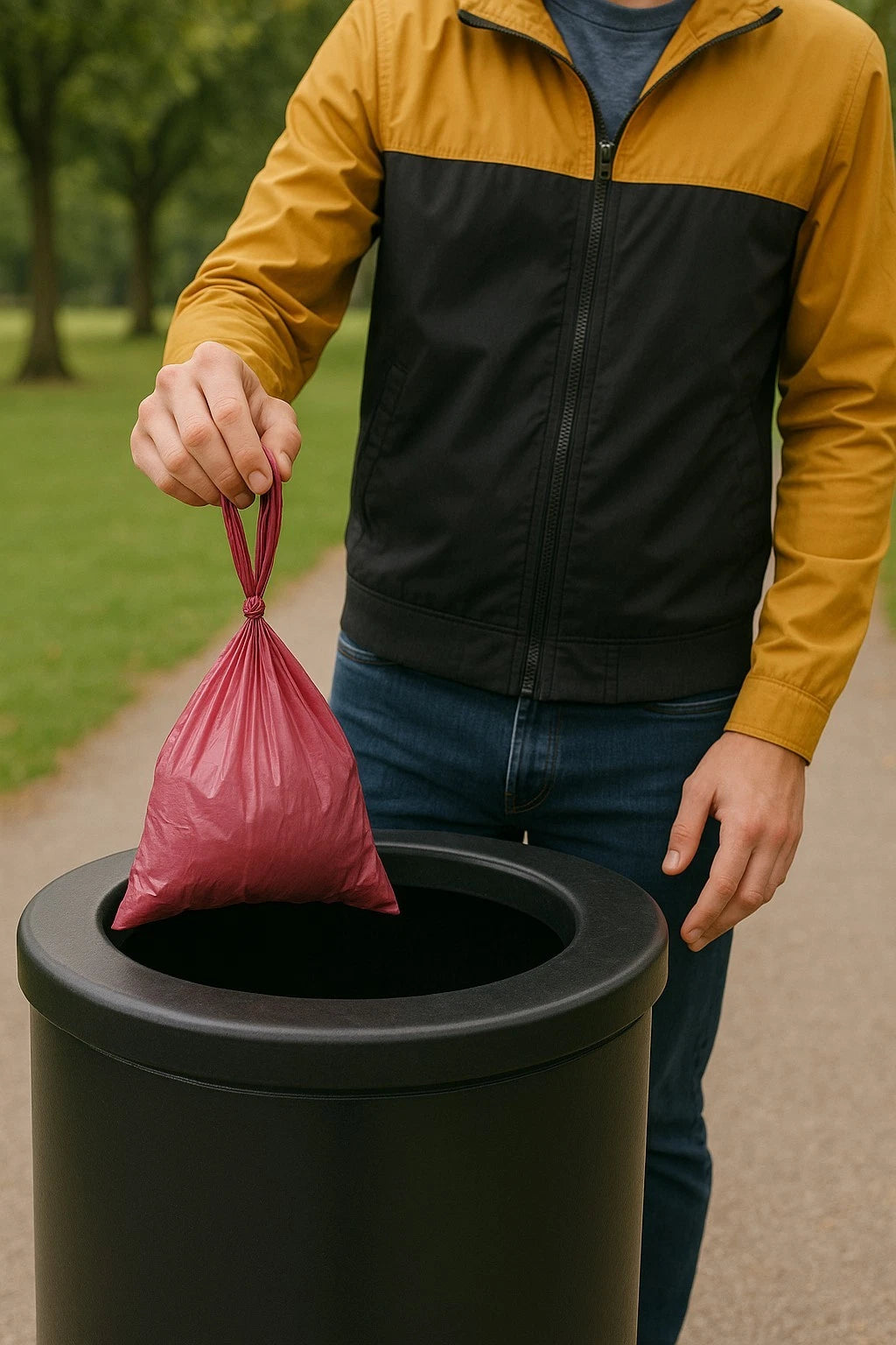 300 Pack Extra Large Dog Waste Bags – Special Edition Burgundy Red Heavy-Duty Pet Poop Bags with Tie Handles (38cm x 32cm)
