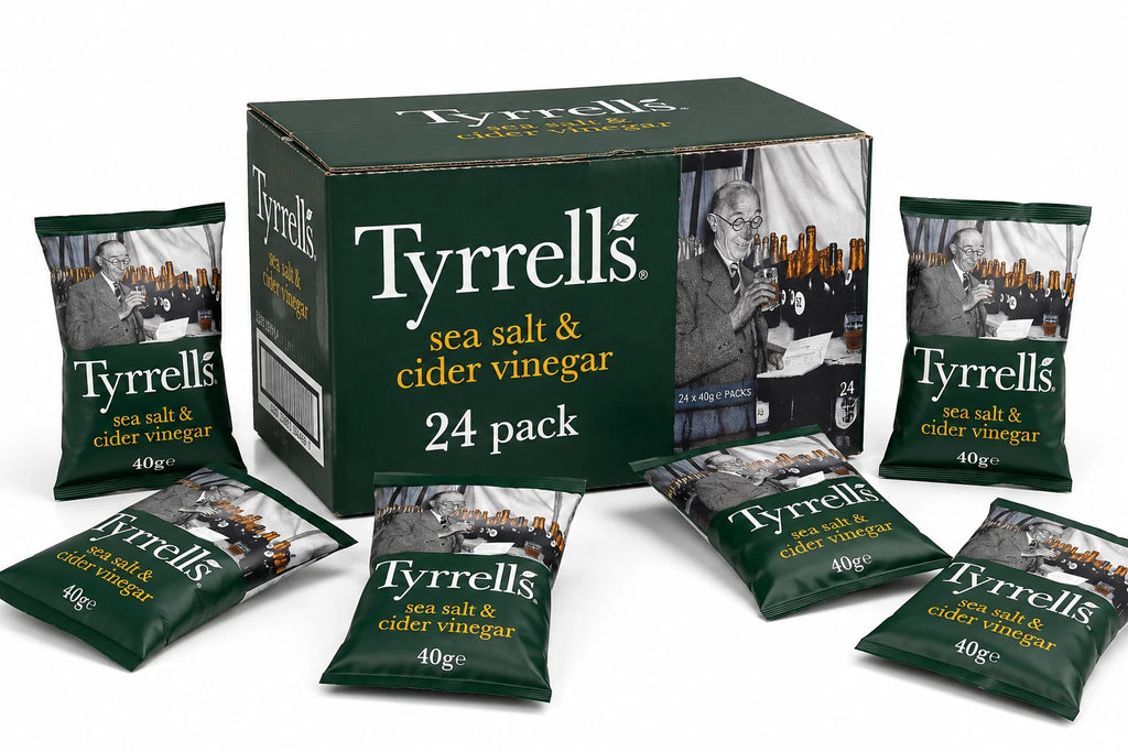 Tyrrells Sea Salt & Cider Vinegar Crisps 40g x 24 Pack |Premium Hand Cooked Chip