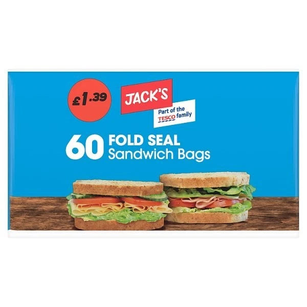 Jack’s Fold Seal Sandwich Bags – Case of 10 × 60 (600 Total Bags)