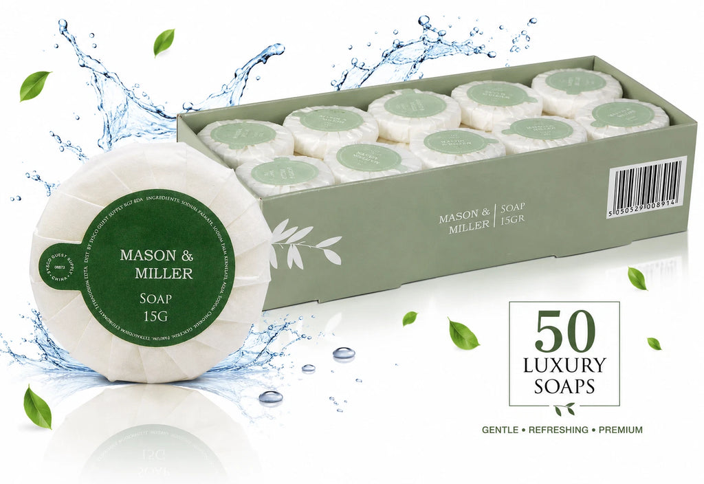 50x Mason & Miller Luxury Guest Soap Bars Hotel Toiletries 15g Bulk Pack