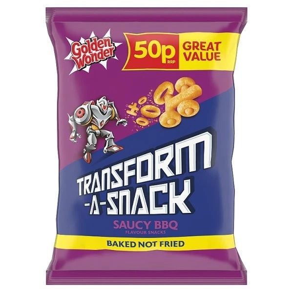 Golden Wonder Transform A Snack Saucy BBQ Crisps Full Box 30 Packs x 27 grams