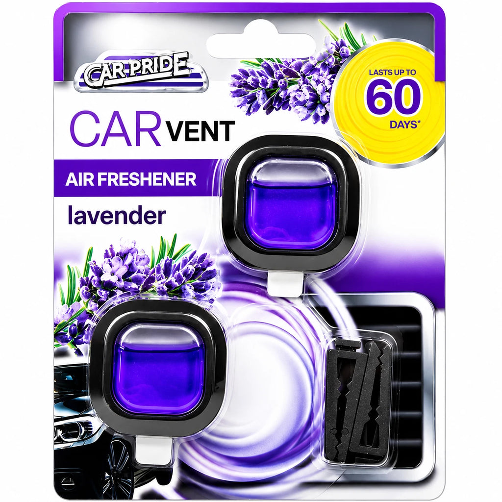 Car Air Freshener Vent Clip Lavender Twin Pack Long Lasting Odour Car Freshener