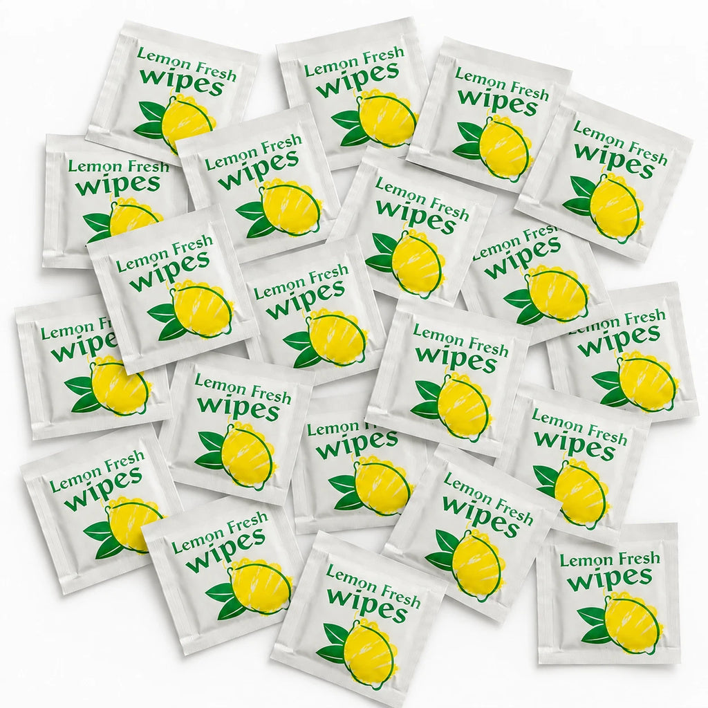 1000 Lemon Fresh Wet Wipes Sachets Individually Wrapped Hand Cleaning Wipes